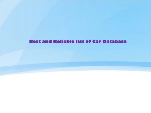 Best and Reliable list of Car Database