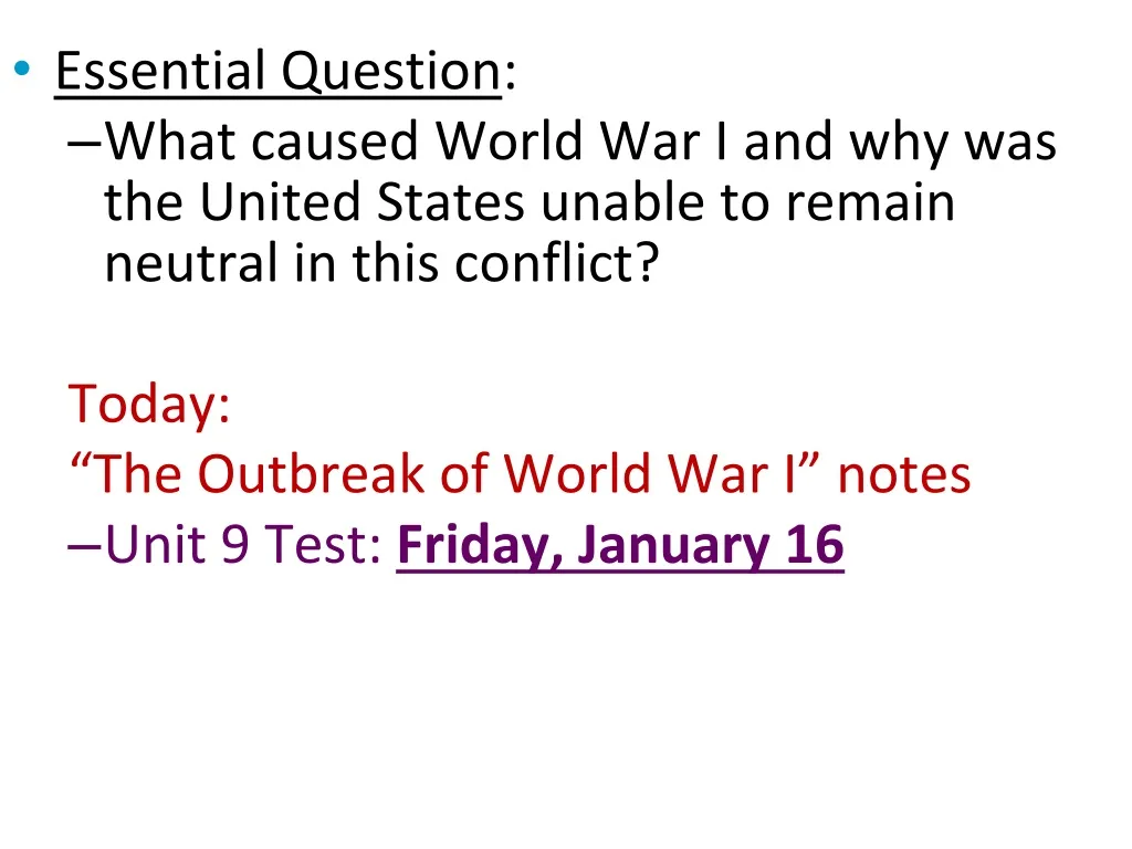 essential question what caused world