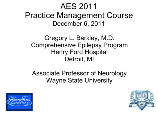 AES 2011 Practice Management Course December 6, 2011