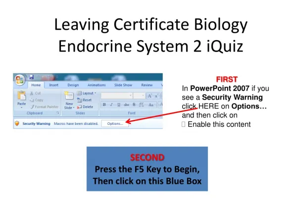 Leaving Certificate Biology Endocrine System 2 iQuiz