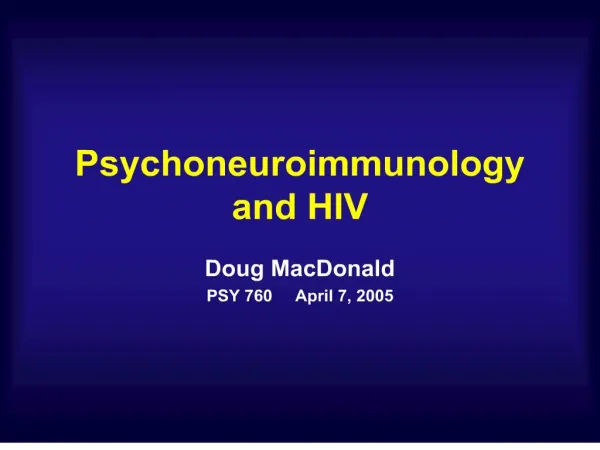 psychoneuroimmunology and hiv