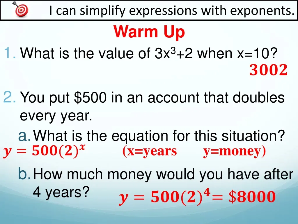 i can simplify expressions with exponents