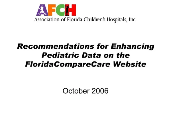 recommendations for enhancing pediatric data on the floridacomparecare website