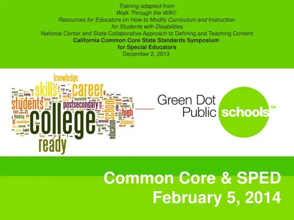 Common Core &amp; SPED February 5, 2014