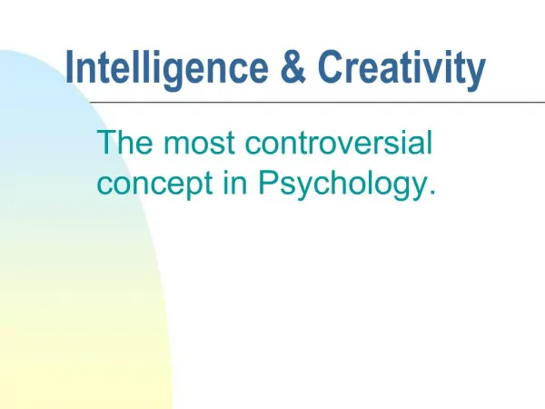Intelligence Creativity