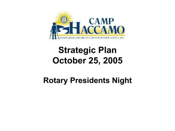 Strategic Plan October 25, 2005
