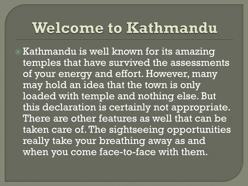 welcome to kathmandu