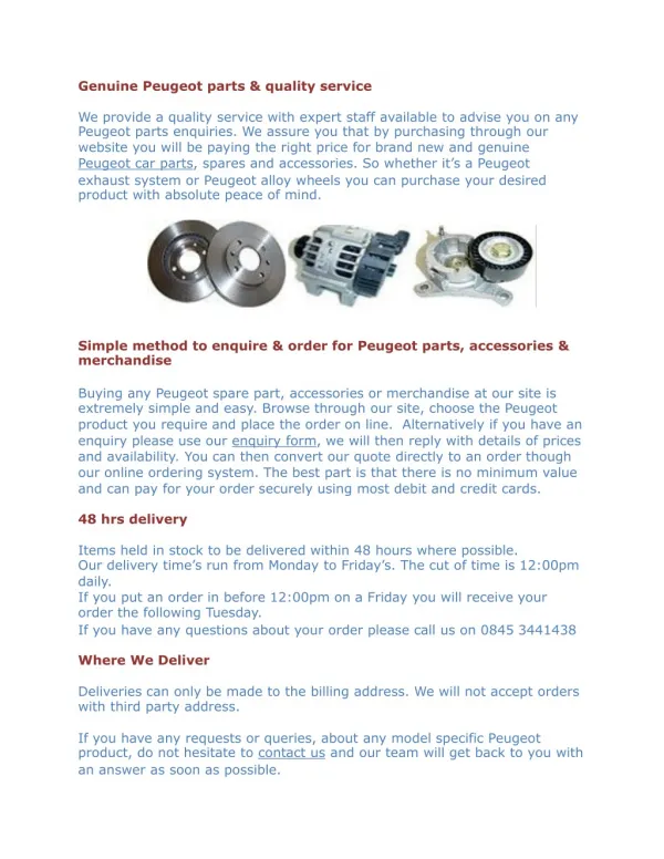 Peugeot Spare Parts And Accessories