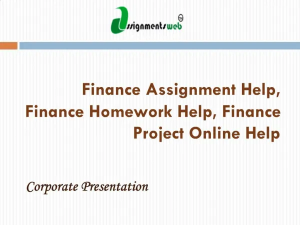 Finance Assignment Help, Finance Homework Help