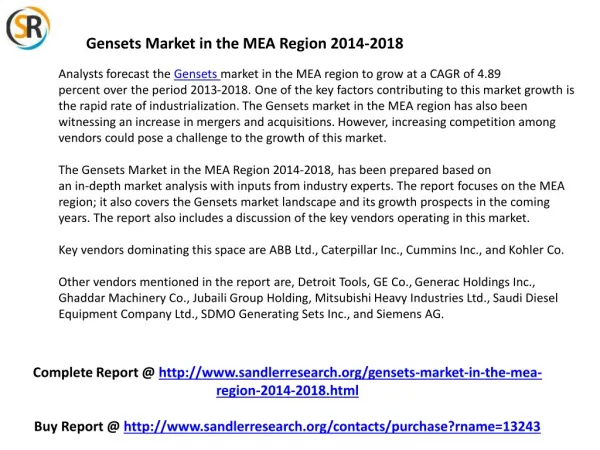 Gensets Market Major Growth by Companies Caterpillar, Cummin