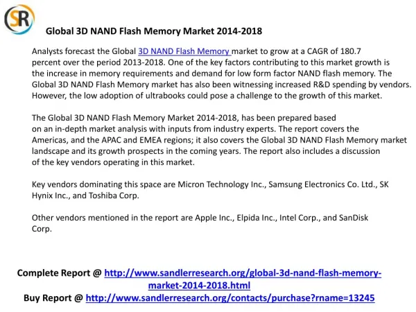 Key Companies for 3D NAND Flash Memory Industry Micron Techn