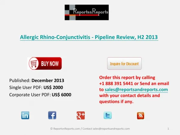 Pipeline Review on Allergic Rhino-Conjunctivitis, H2 2013