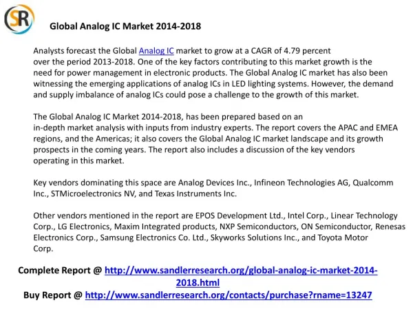 Analog IC Industry Growth Worldwide by 2018