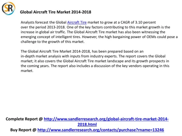 Global Aircraft Tire Market Growth, Trends and Forecast 2014