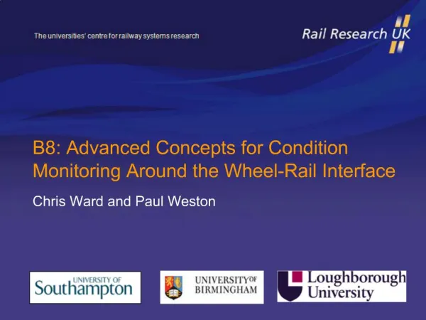 B8: Advanced Concepts for Condition Monitoring Around the Wheel-Rail Interface