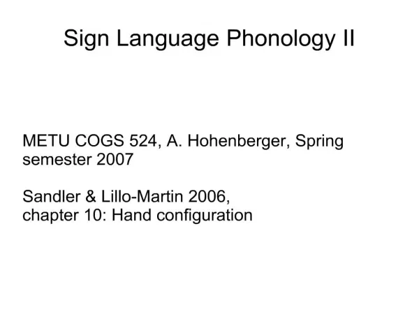sign language phonology ii