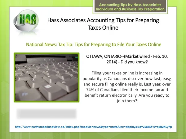 Hass Associates Accounting Tips for Preparing Taxes Online