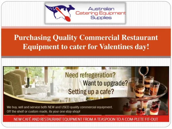 Commercial Restaurant Equipment to cater for Valentines day