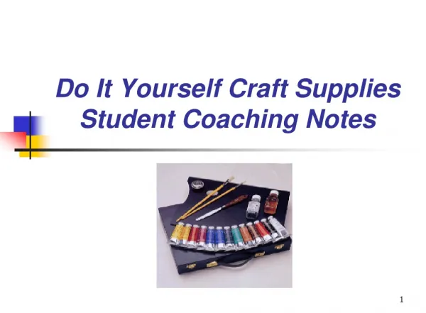 Do It Yourself Craft Supplies Student Coaching Notes