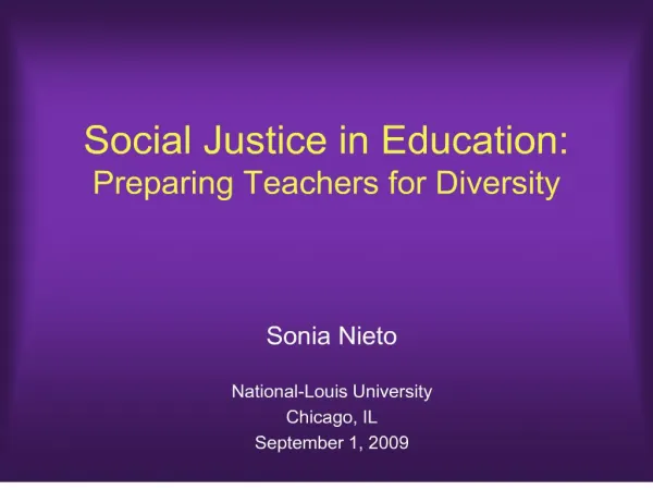 social justice in education: preparing teachers for diversity