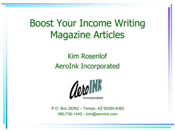 Boost Your Income Writing Magazine Articles