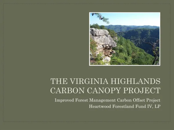 THE VIRGINIA HIGHLANDS CARBON CANOPY Project