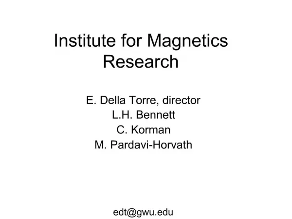 Institute for Magnetics Research