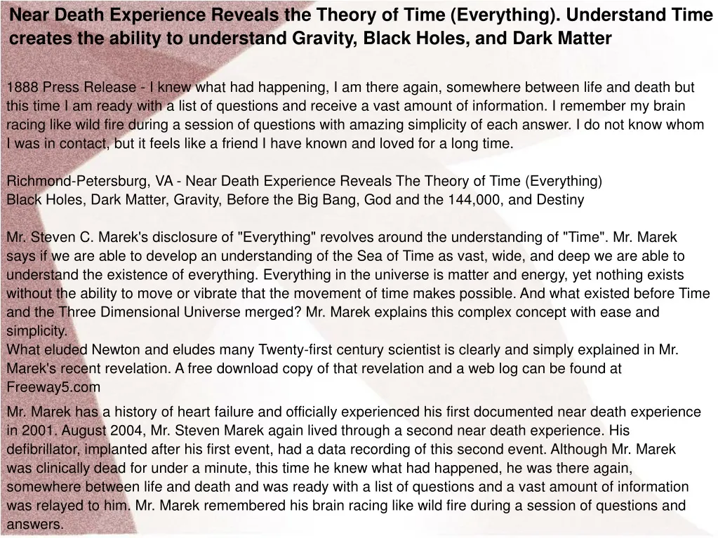 near death experience reveals the theory of time