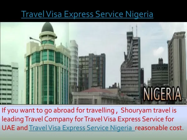 Get Travel Visa Express Service Nigeria with Shouryam travel
