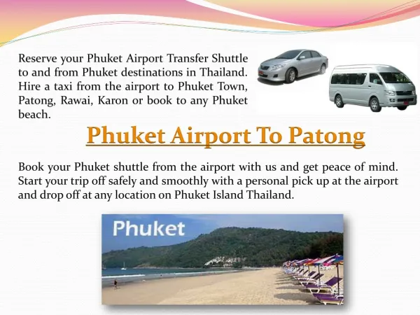 Phuket Airport Transfers To Patong