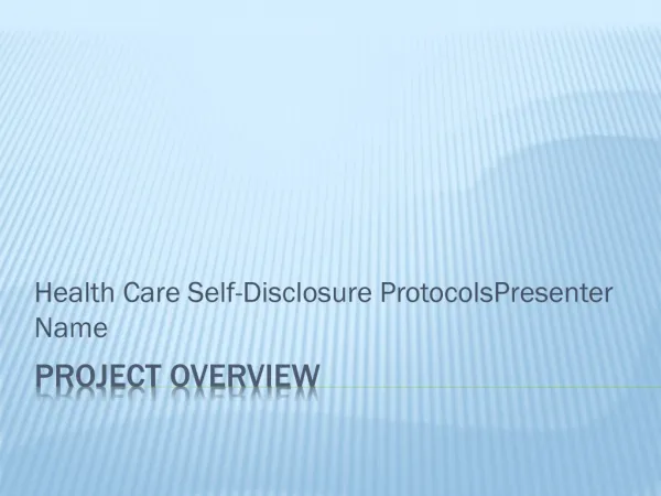 Health Care Self-Disclosure Protocols