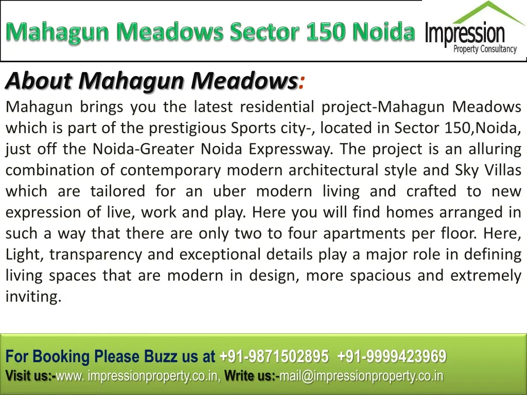 mahagun meadows sector 150 noida