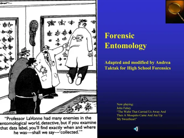 Forensic Entomology Adapted and modified by Andrea Taktak for High School Forensics