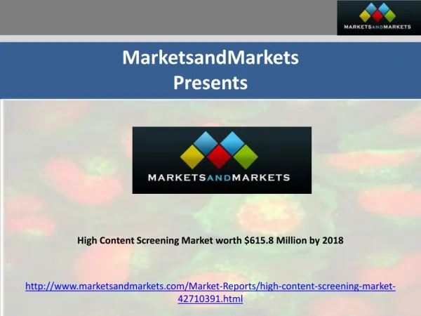 High Content Screening Market worth $615.8 Million by 2018