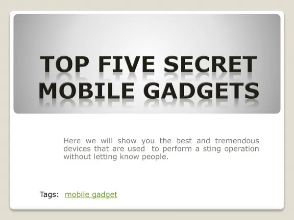 Top Five Secret Mobile Gadgets India - Secretgadget.in