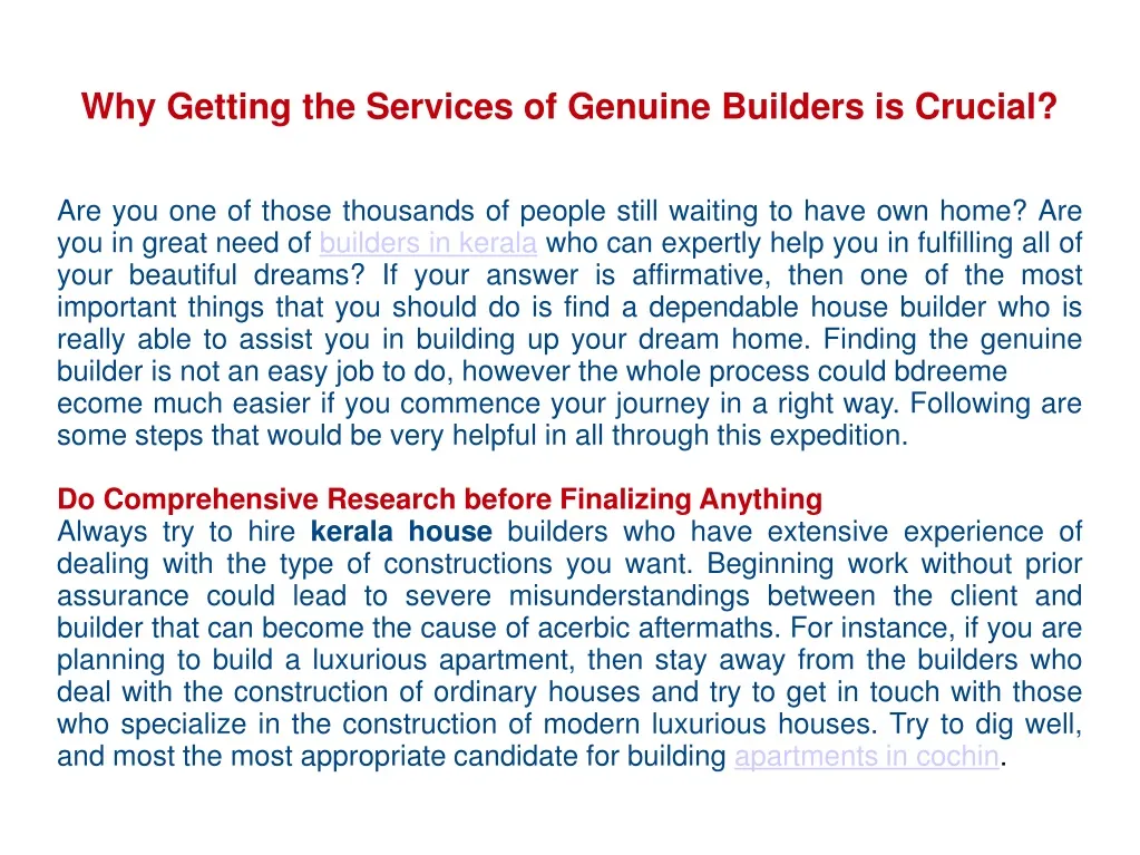 why getting the services of genuine builders is crucial