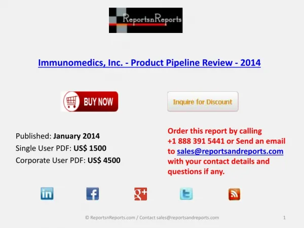 Pipeline Review on Immunomedics, Inc. - Product Industry 201