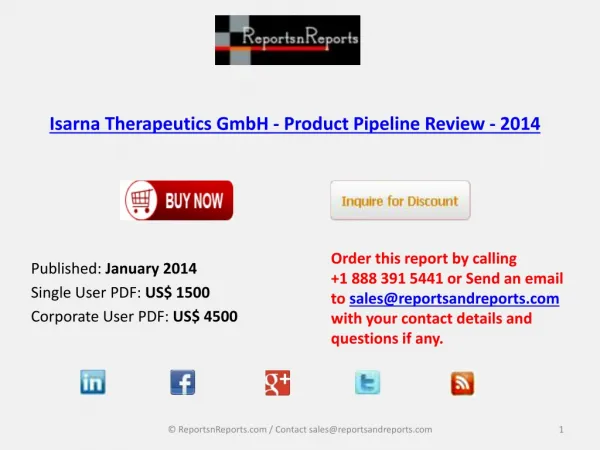 Pipeline Review on Isarna Therapeutics GmbH - Product Indust