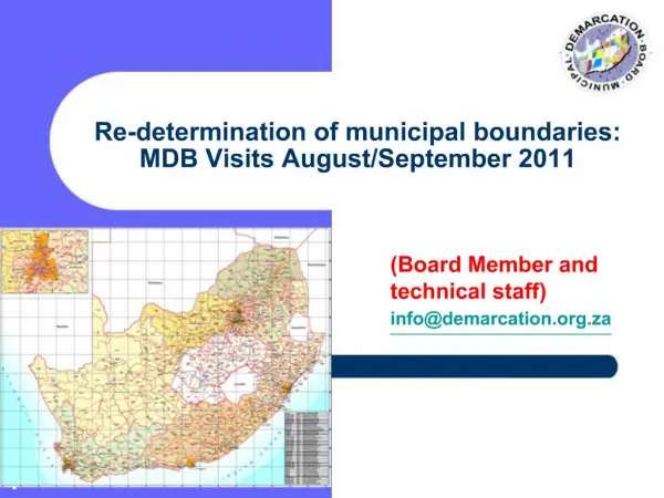 Re-determination of municipal boundaries: MDB Visits August