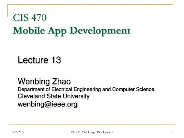 CIS 470 Mobile App Development