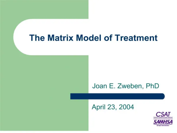 the matrix model of treatment