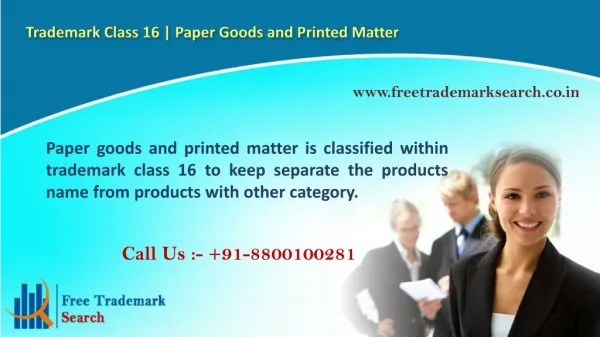 Trademark Class 16 | Paper Goods and Printed Matter
