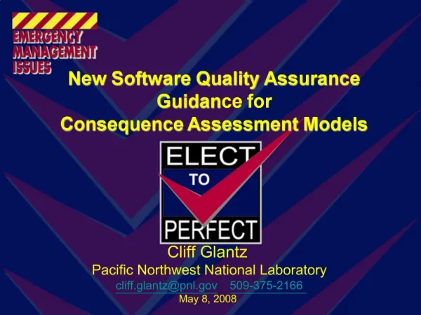 New Software Quality Assurance Guidance for Consequence Assessment Models