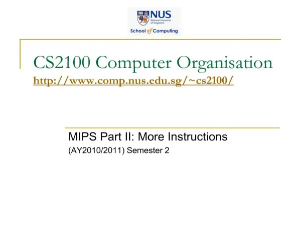 cs2100 computer organisation comp.nus.sg