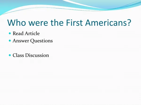 Who were the First Americans?