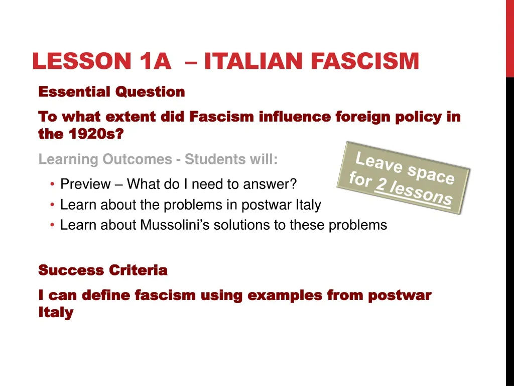 lesson 1 a italian fascism