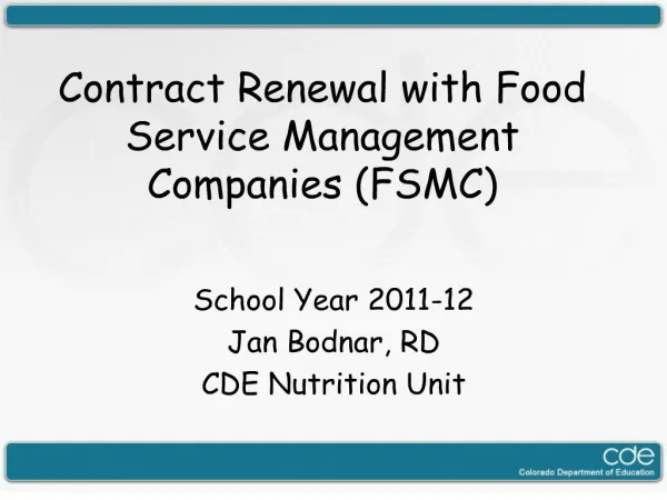 contract renewal with food service management companies fsmc