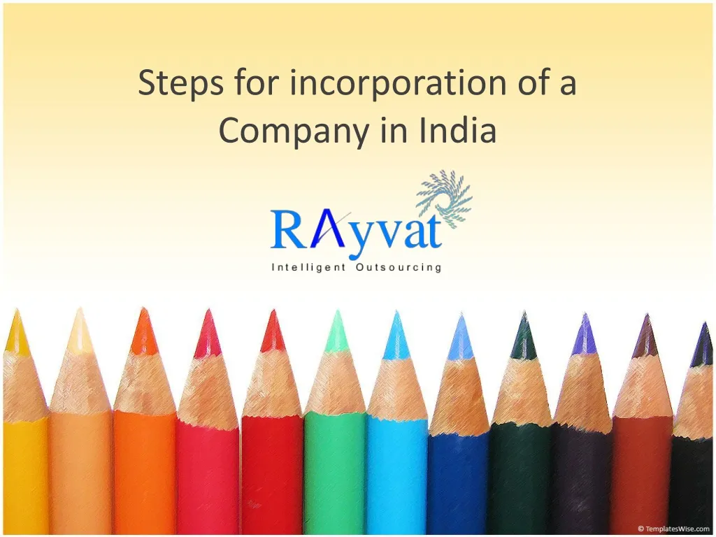 steps for incorporation of a company in india