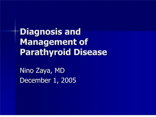 diagnosis and management of parathyroid disease
