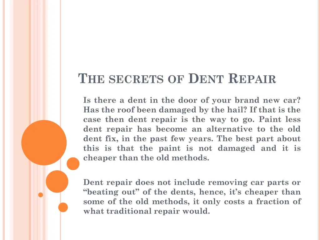the secrets of dent repair